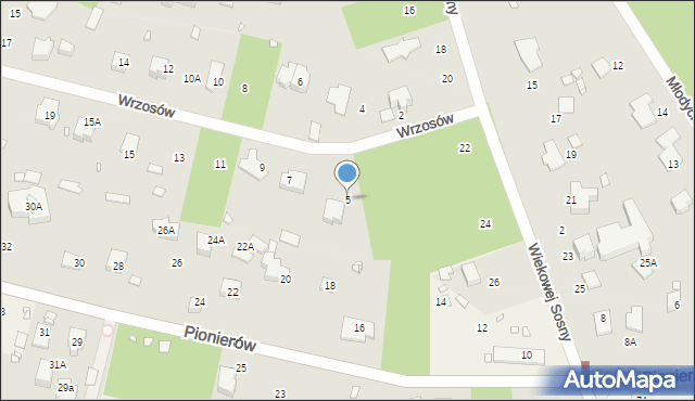 Zalesie Górne, Wrzosów, 5, mapa Zalesie Górne