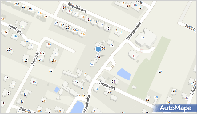 Żerniki Wrocławskie, Wrocławska, 54, mapa Żerniki Wrocławskie