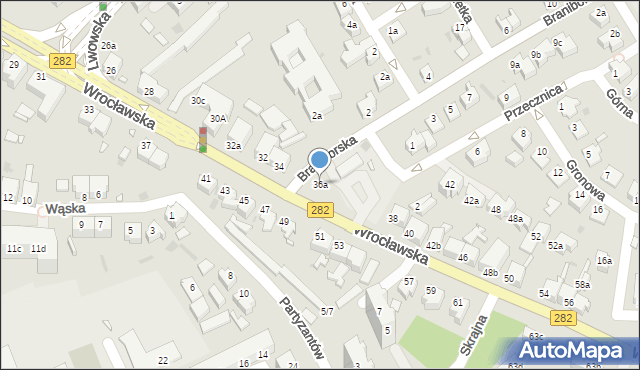 Zielona Góra, Wrocławska, 36a, mapa Zielona Góra