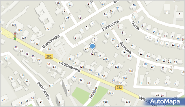 Zielona Góra, Wrocławska, 42a, mapa Zielona Góra