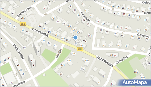 Zielona Góra, Wrocławska, 54, mapa Zielona Góra