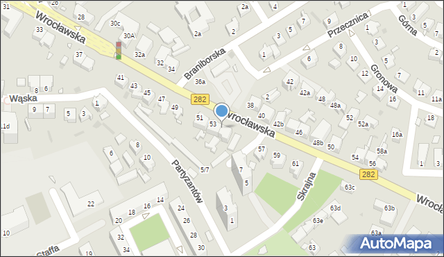 Zielona Góra, Wrocławska, 55, mapa Zielona Góra