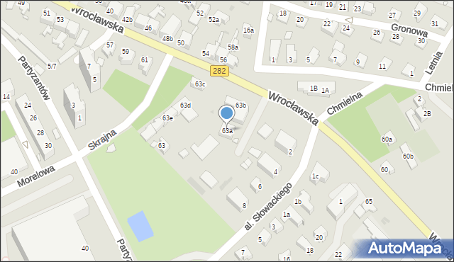 Zielona Góra, Wrocławska, 63a, mapa Zielona Góra