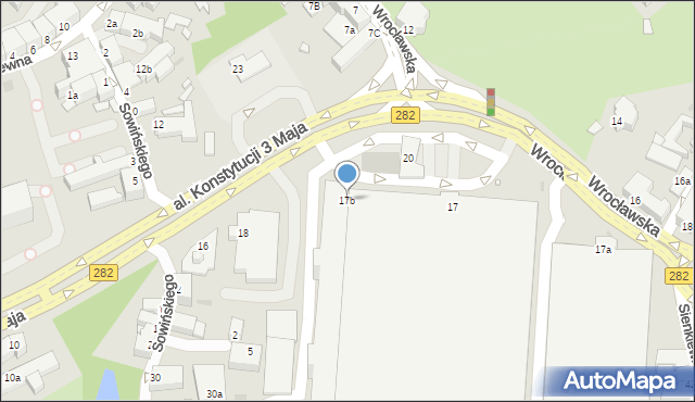 Zielona Góra, Wrocławska, 17b, mapa Zielona Góra