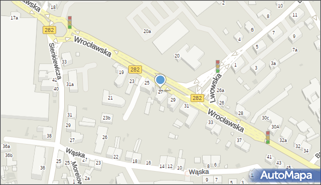 Zielona Góra, Wrocławska, 27, mapa Zielona Góra