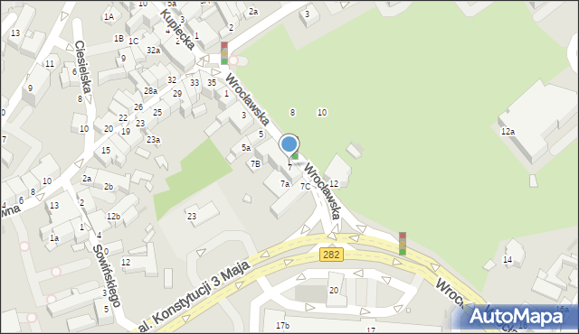 Zielona Góra, Wrocławska, 7, mapa Zielona Góra