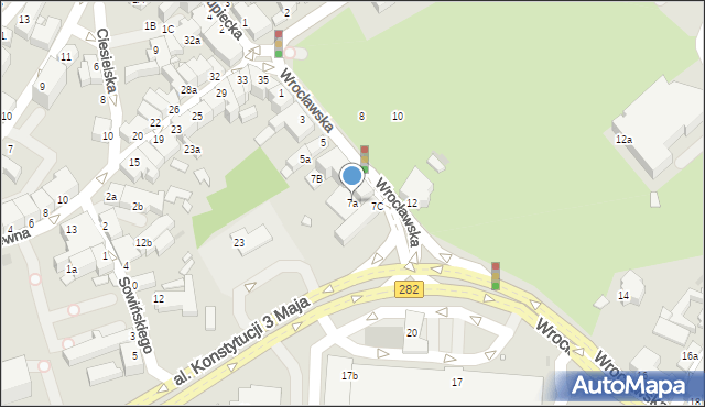 Zielona Góra, Wrocławska, 7a, mapa Zielona Góra