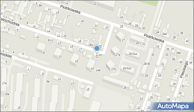 Aleksandrów Łódzki, Wschodnia, 21a, mapa Aleksandrów Łódzki