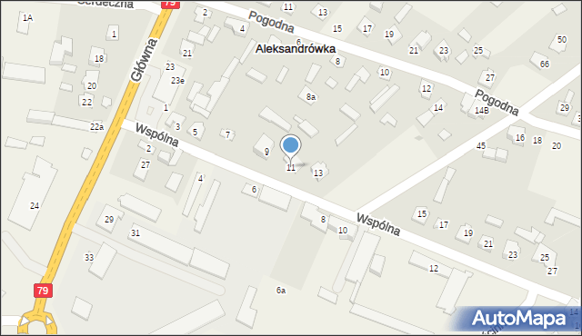 Aleksandrówka, Wspólna, 11, mapa Aleksandrówka