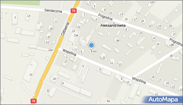 Aleksandrówka, Wspólna, 7, mapa Aleksandrówka