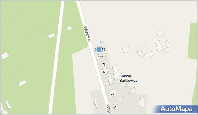 Bartkowice, Wspólna, 73, mapa Bartkowice