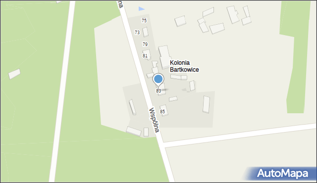Bartkowice, Wspólna, 83, mapa Bartkowice
