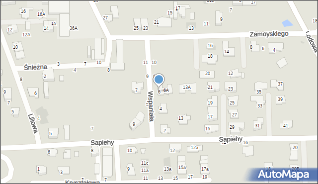 Białystok, Wspaniała, 6, mapa Białegostoku