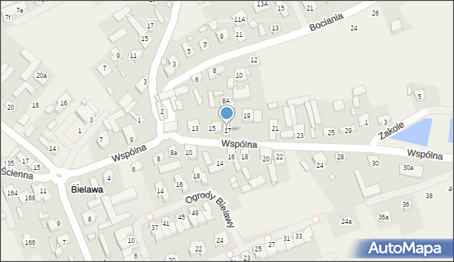 Bielawa, Wspólna, 17, mapa Bielawa