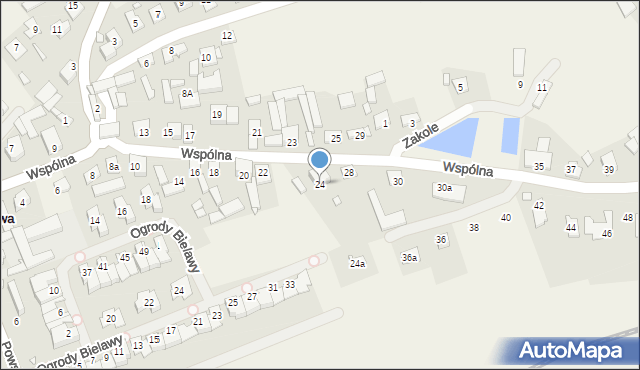 Bielawa, Wspólna, 24, mapa Bielawa