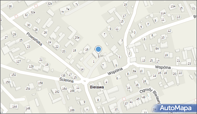 Bielawa, Wspólna, 3, mapa Bielawa