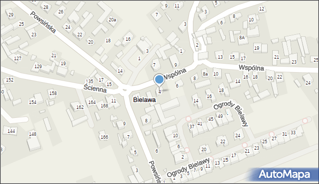 Bielawa, Wspólna, 4, mapa Bielawa