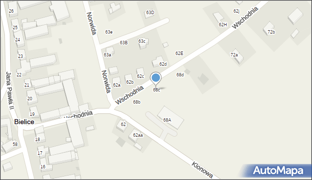 Bielice, Wschodnia, 68c, mapa Bielice
