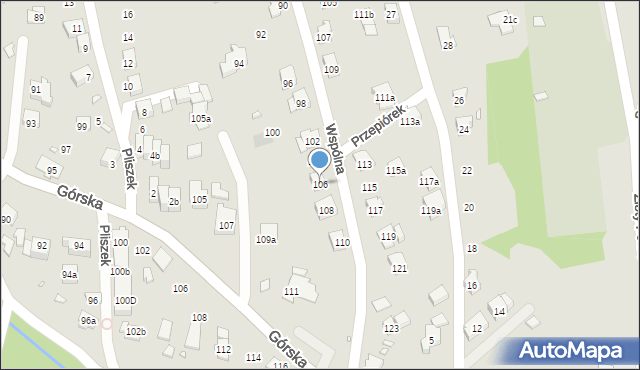 Bielsko-Biała, Wspólna, 106, mapa Bielsko-Białej