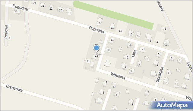 Bożewo, Wspólna, 13, mapa Bożewo