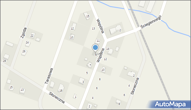 Brzeziny, Wspólna, 9, mapa Brzeziny