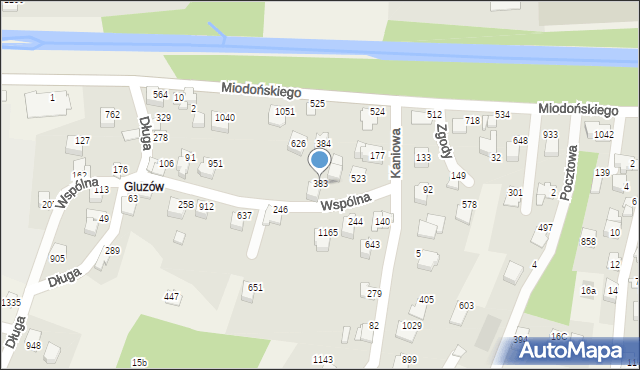 Buczkowice, Wspólna, 383, mapa Buczkowice