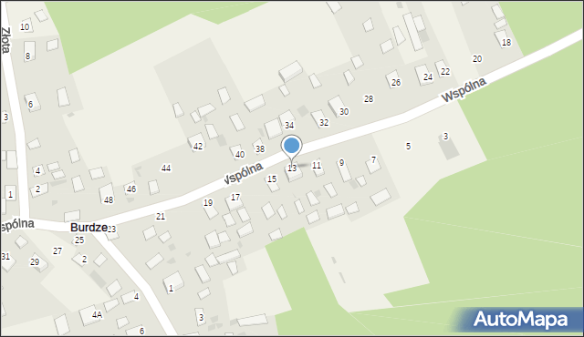 Burdze, Wspólna, 13, mapa Burdze