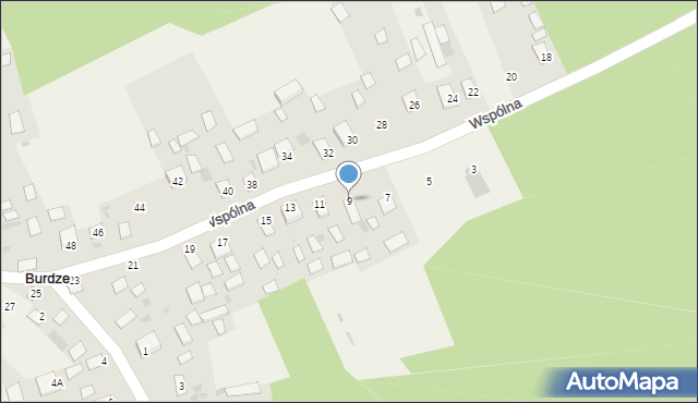 Burdze, Wspólna, 9, mapa Burdze