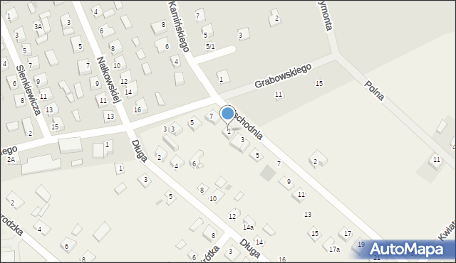 Chodkowo-Działki, Wschodnia, 1, mapa Chodkowo-Działki