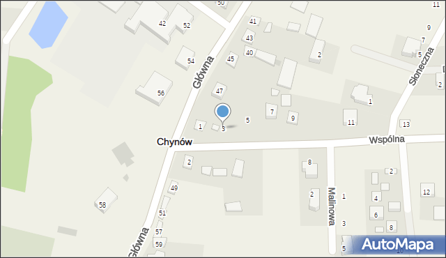 Chynów, Wspólna, 3, mapa Chynów