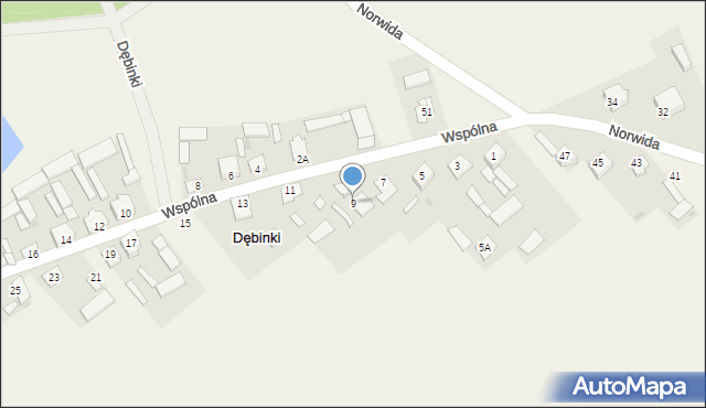 Dębinki, Wspólna, 9, mapa Dębinki