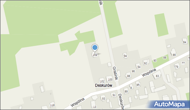 Deskurów, Wspólna, 104, mapa Deskurów