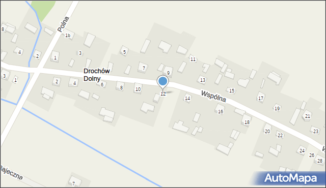 Drochów Dolny, Wspólna, 12, mapa Drochów Dolny