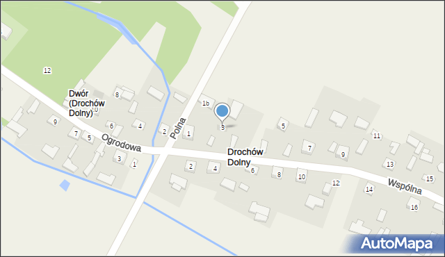 Drochów Dolny, Wspólna, 3, mapa Drochów Dolny