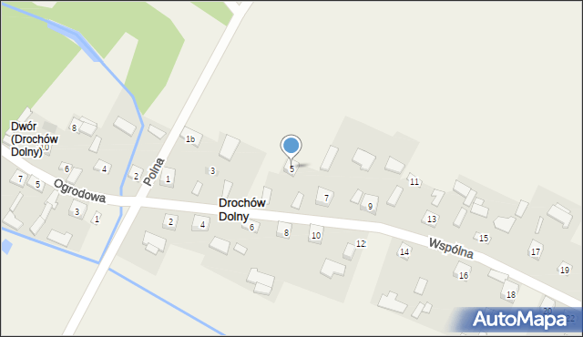 Drochów Dolny, Wspólna, 5, mapa Drochów Dolny