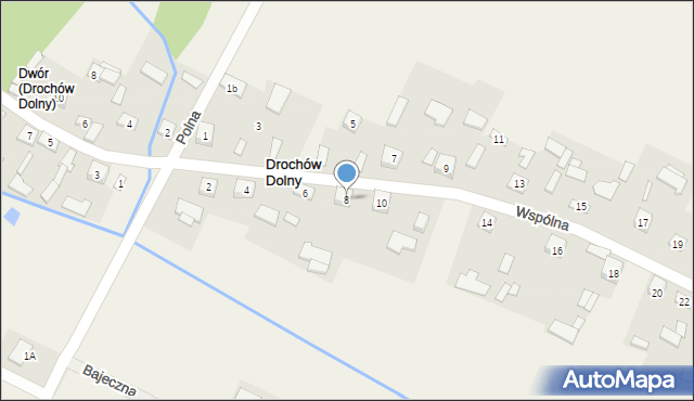 Drochów Dolny, Wspólna, 8, mapa Drochów Dolny