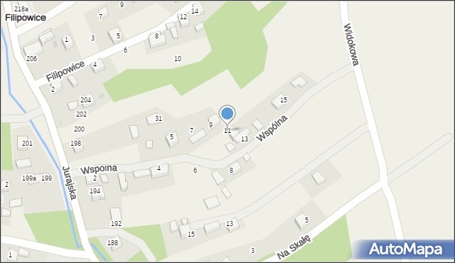 Filipowice, Wspólna, 11, mapa Filipowice