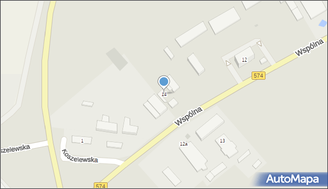 Gąbin, Wspólna, 14, mapa Gąbin