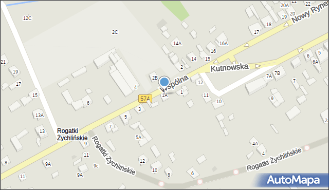 Gąbin, Wspólna, 1A, mapa Gąbin