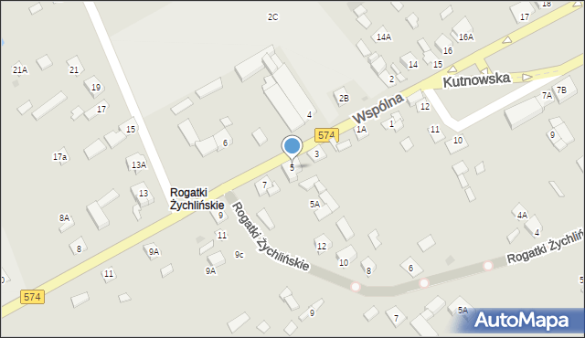 Gąbin, Wspólna, 5, mapa Gąbin