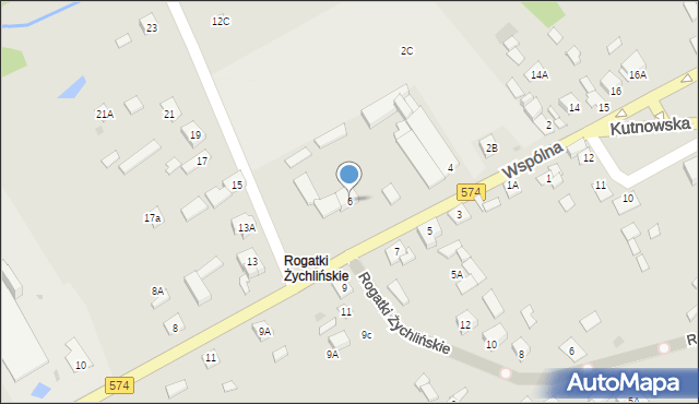 Gąbin, Wspólna, 6, mapa Gąbin