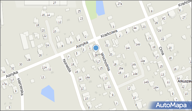 Gniezno, Wschodnia, 19, mapa Gniezna