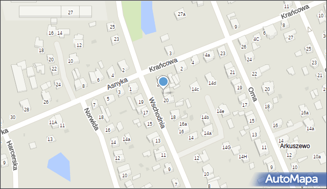 Gniezno, Wschodnia, 20a, mapa Gniezna