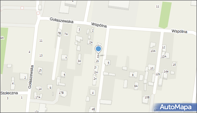 Gołaszew, Wspólna, 2j, mapa Gołaszew