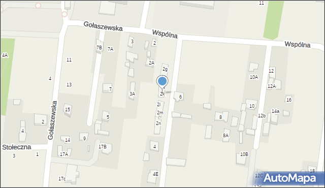 Gołaszew, Wspólna, 2k, mapa Gołaszew