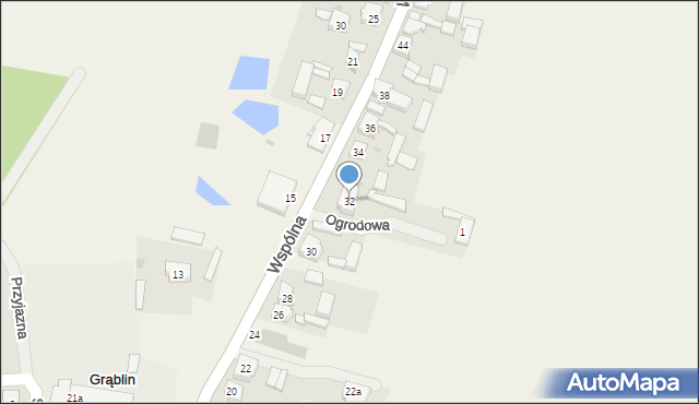 Grąblin, Wspólna, 32, mapa Grąblin