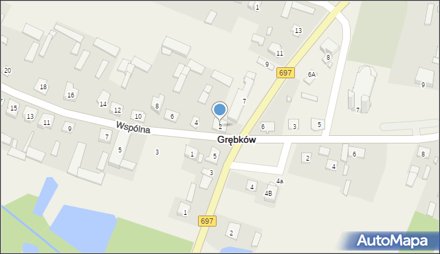 Grębków, Wspólna, 2, mapa Grębków