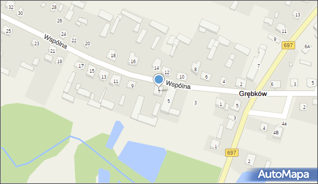 Grębków, Wspólna, 7, mapa Grębków