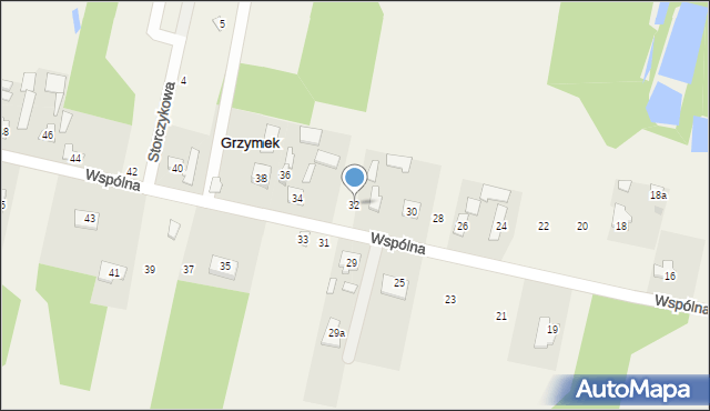 Grzymek, Wspólna, 32, mapa Grzymek