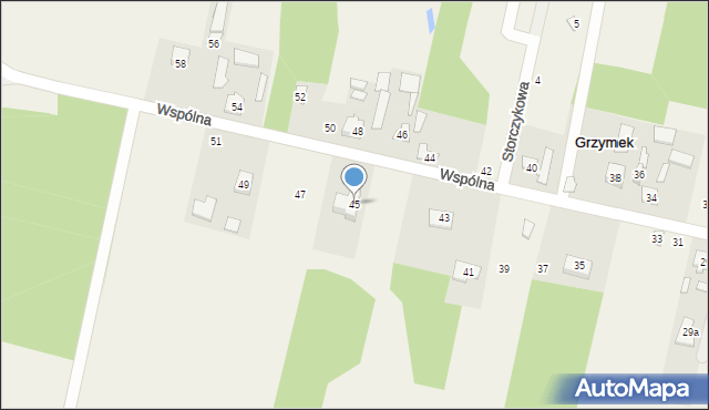 Grzymek, Wspólna, 45, mapa Grzymek